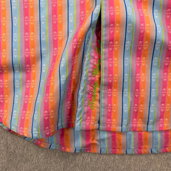 Robert Graham Colorful Striped Button Down Men's Medium Embroidered Flip Cuffs - Picture 4 of 10